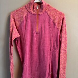 Pink and Orange Quarter-Zip Marino Base Layer